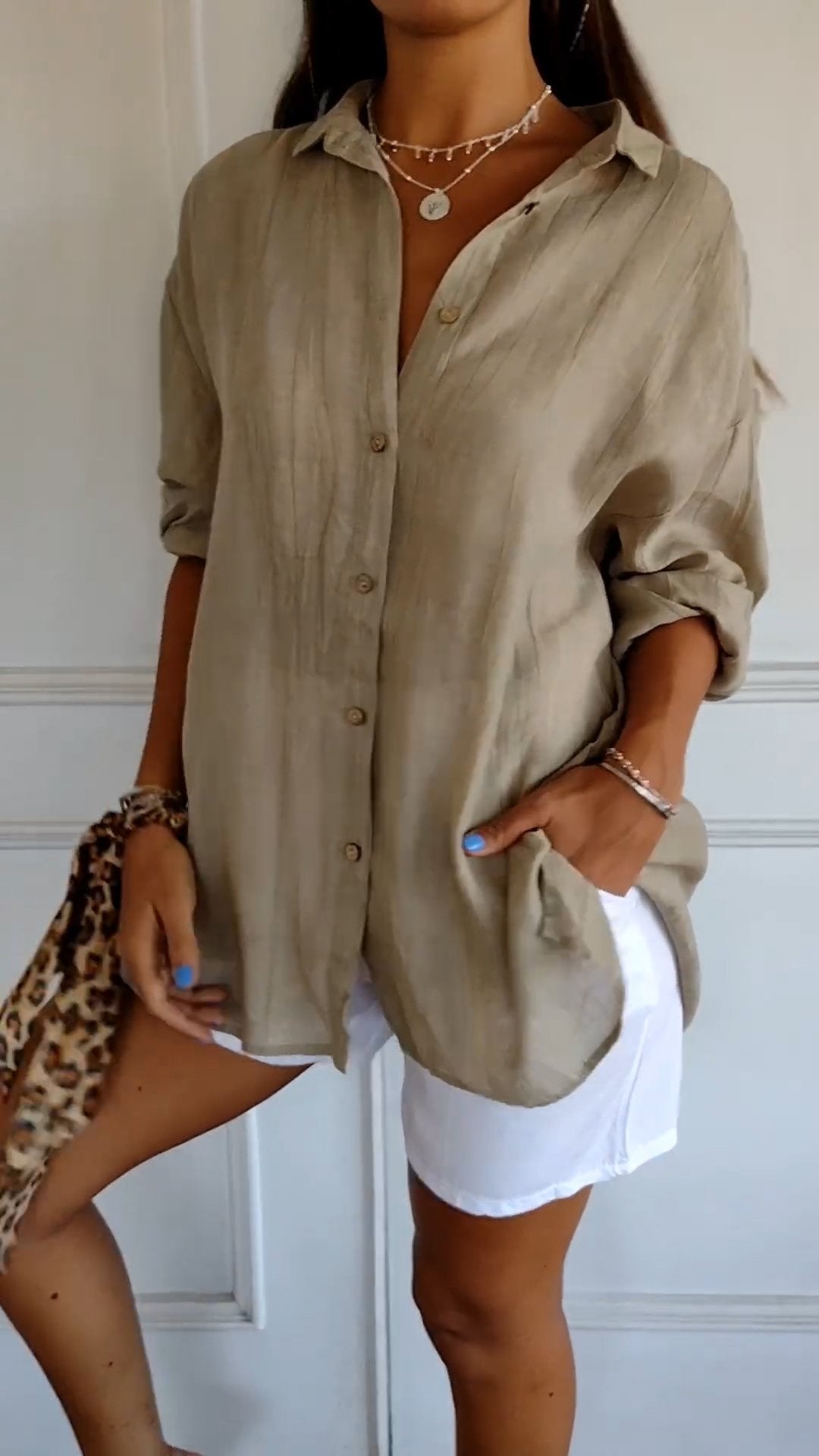 Niki | Women's Relaxed Fit Crinkled Button-Up Shirt