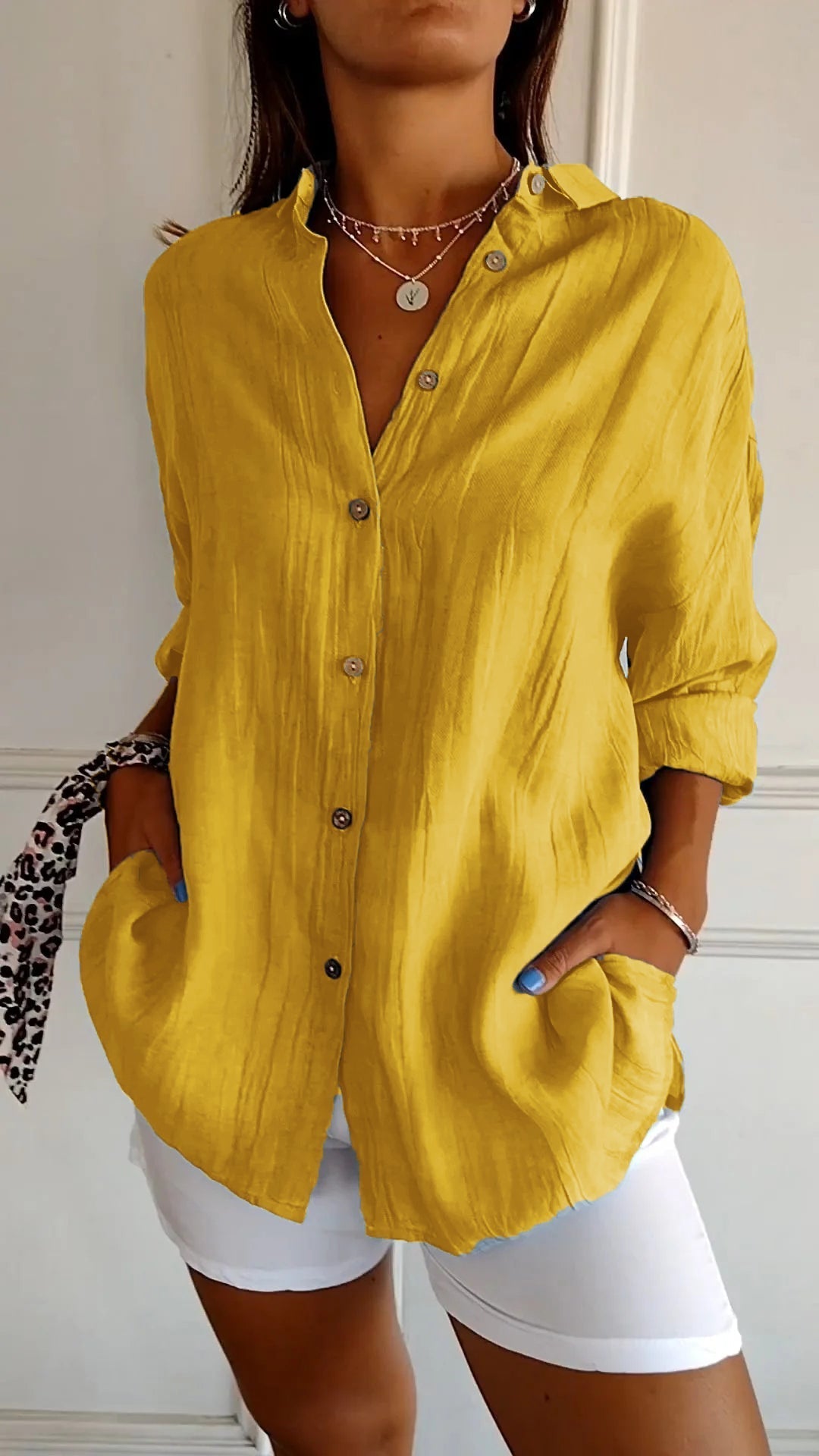 Niki | Women's Relaxed Fit Crinkled Button-Up Shirt