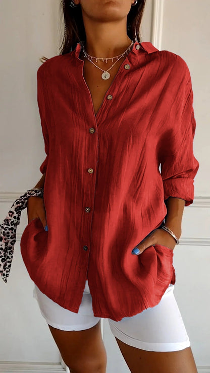 Niki | Women's Relaxed Fit Crinkled Button-Up Shirt