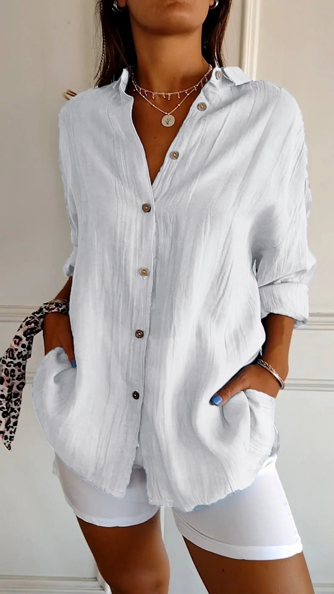 Niki | Women's Relaxed Fit Crinkled Button-Up Shirt