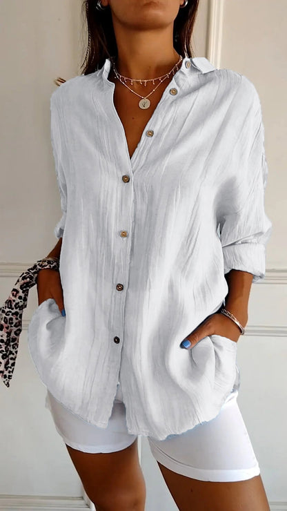 Niki | Women's Relaxed Fit Crinkled Button-Up Shirt