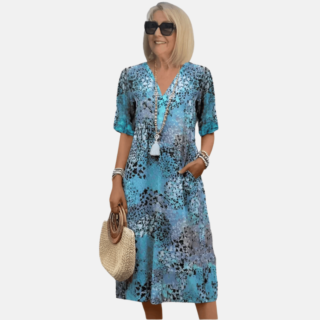 Niki | Women's Comfortable Abstract Print Midi Dress