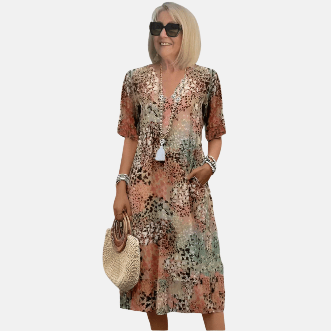 Niki | Women's Comfortable Abstract Print Midi Dress
