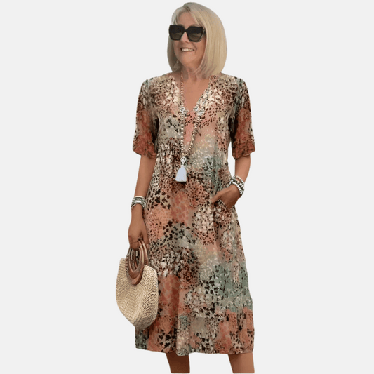 Niki | Women's Comfortable Abstract Print Midi Dress