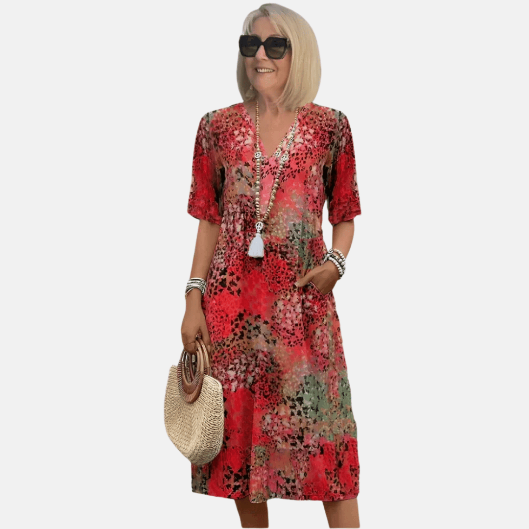 Niki | Women's Comfortable Abstract Print Midi Dress