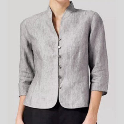 Mandarin Collar Button-Up Shirt