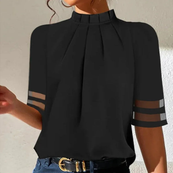 Niki | Women's Pleated Mock Neck Top for Elegant Style