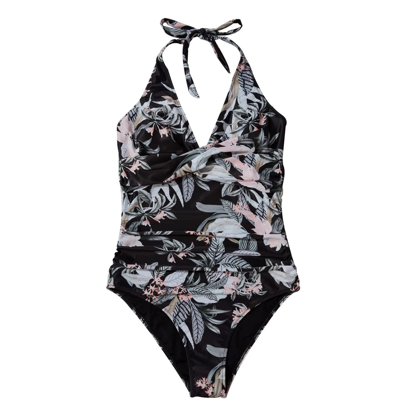 Niki | Women's Halterneck Tropical One-Piece Swimsuit