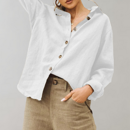 Niki | Loose Fit Cotton Linen Button-Up Shirt