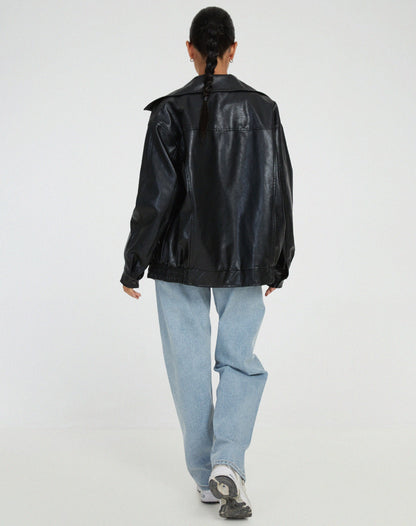 Oversized Comfort Leather Jacket for Women