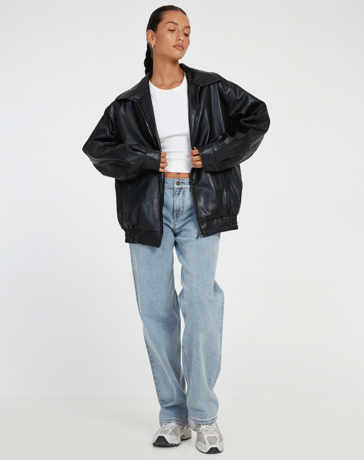 Oversized Comfort Leather Jacket for Women
