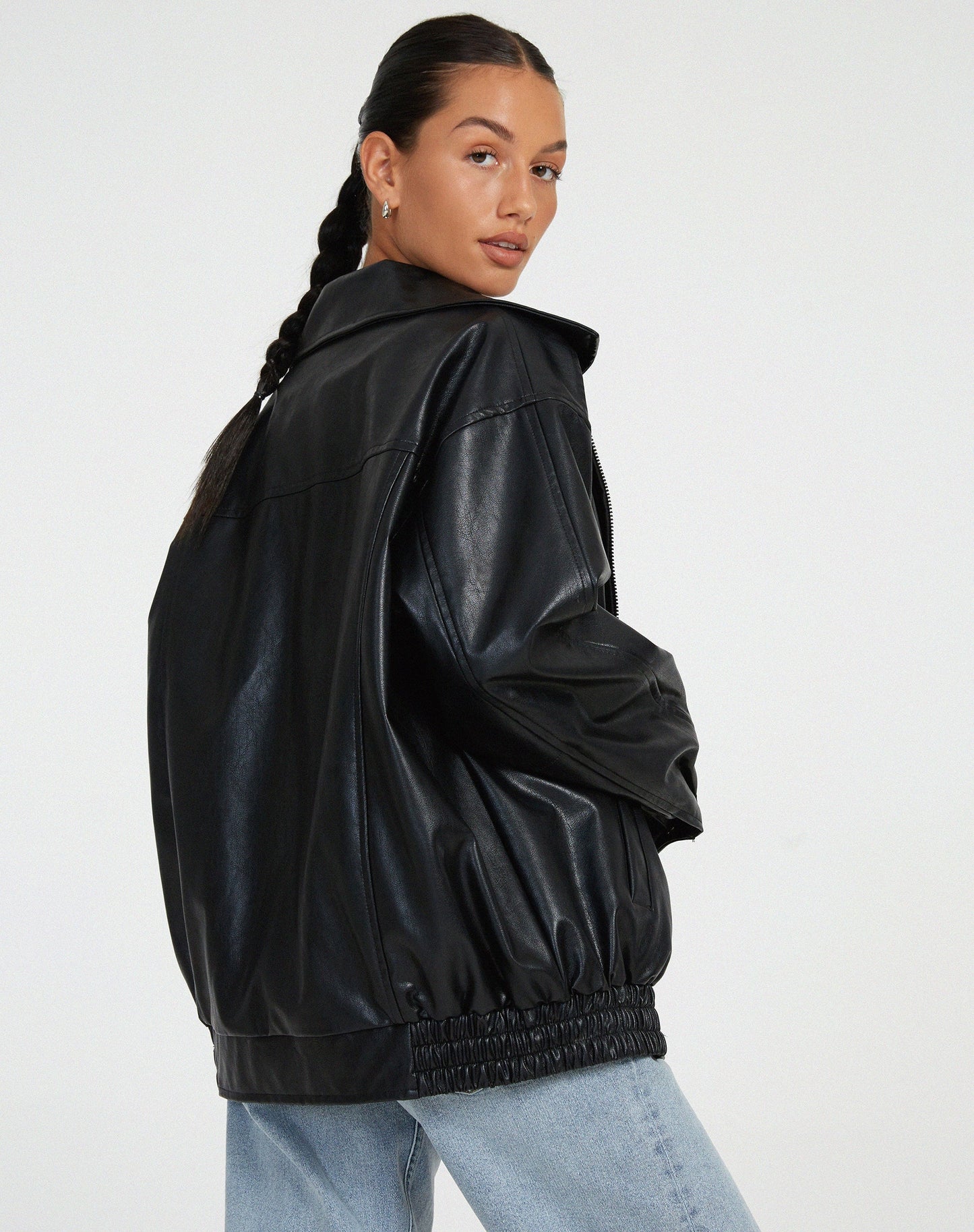 Oversized Comfort Leather Jacket for Women