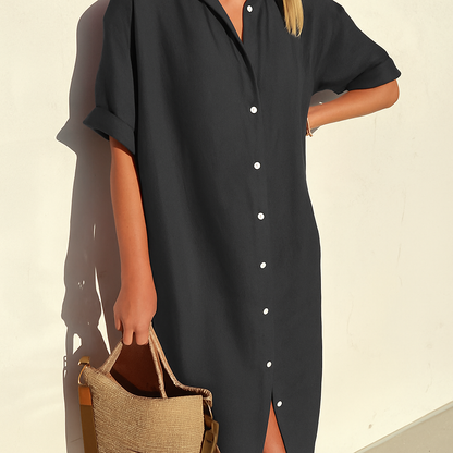 Niki | Loose Linen Shirt Dress