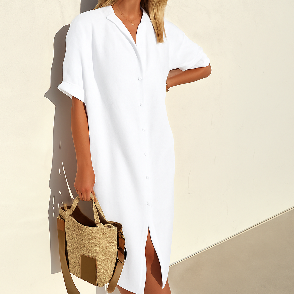 Niki | Loose Linen Shirt Dress