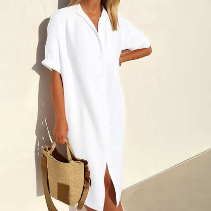 Niki | Loose Linen Shirt Dress