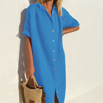 Niki | Loose Linen Shirt Dress