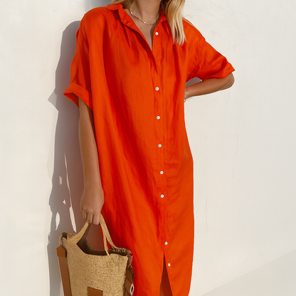 Niki | Loose Linen Shirt Dress