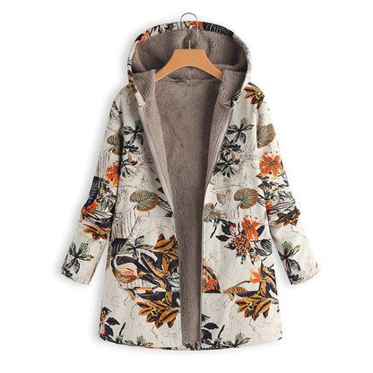Women's Fleece-Lined Printed Hooded Jacket