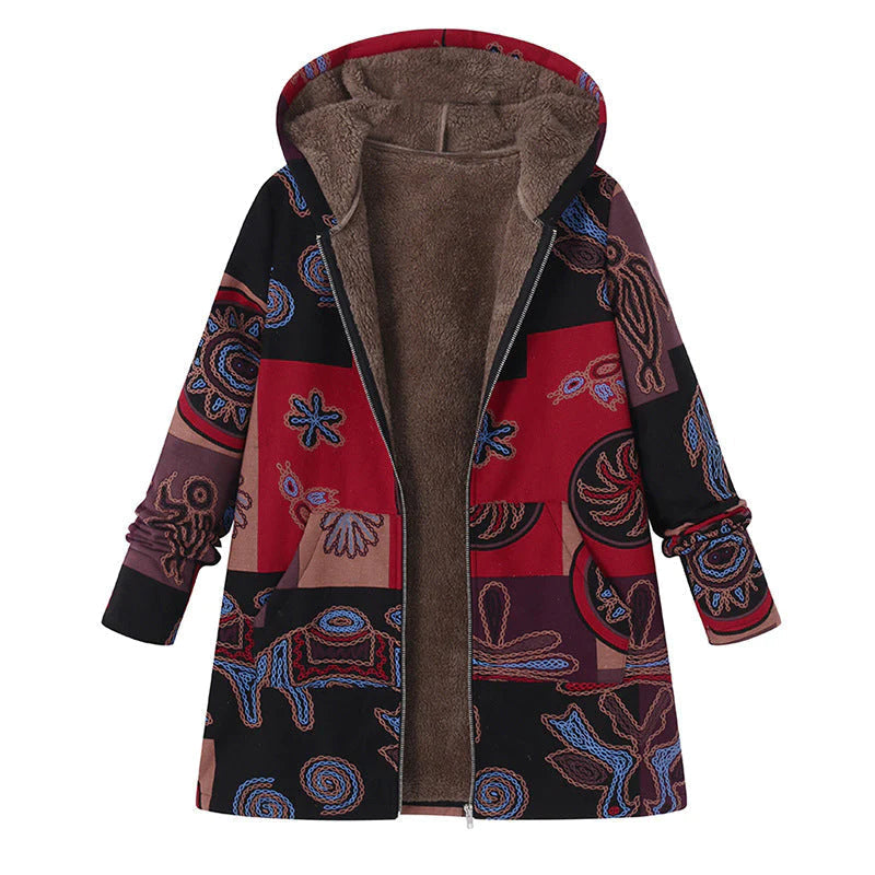 Women's Fleece-Lined Printed Hooded Jacket