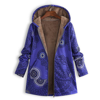 Women's Fleece-Lined Printed Hooded Jacket
