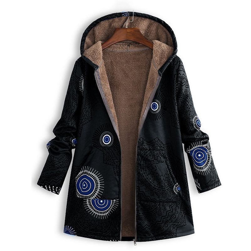 Women's Fleece-Lined Printed Hooded Jacket