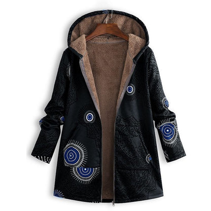 Women's Fleece-Lined Printed Hooded Jacket