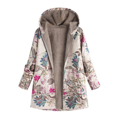 Women's Fleece-Lined Printed Hooded Jacket