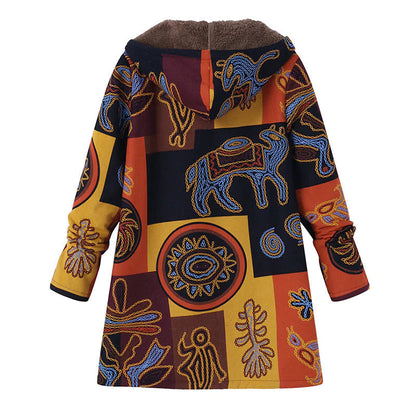 Women's Fleece-Lined Printed Hooded Jacket