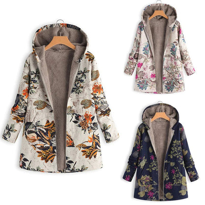 Women's Fleece-Lined Printed Hooded Jacket