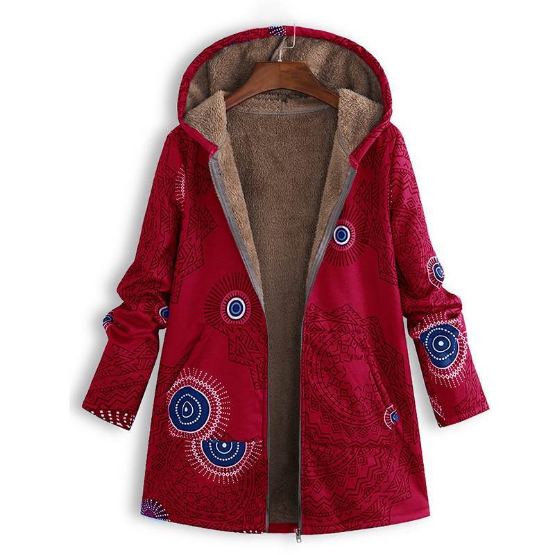Women's Fleece-Lined Printed Hooded Jacket