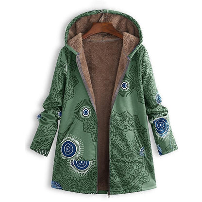 Women's Fleece-Lined Printed Hooded Jacket