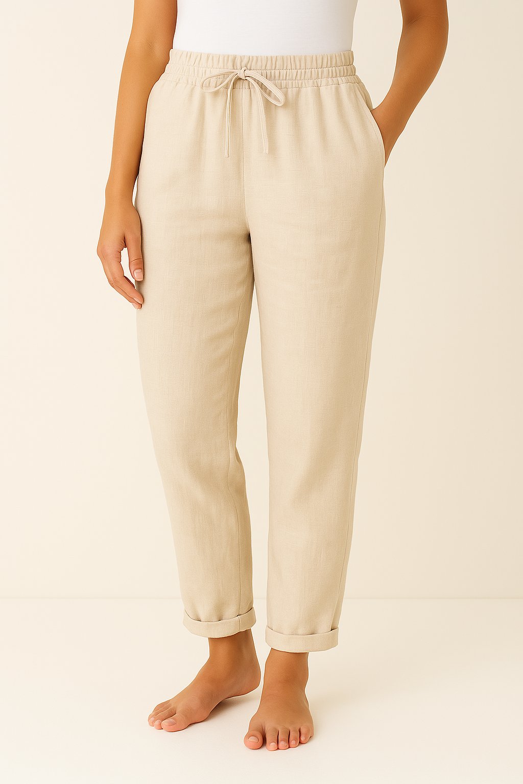 Easygoing Linen Blend Drawstring Pants