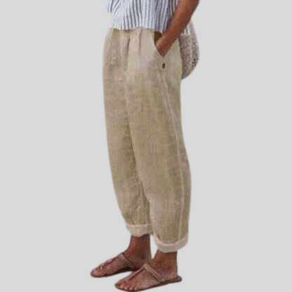 Women's Linen Trousers with Rolled Hem