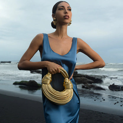 Niki | Women's Round Tote Bag with Knotted Detail