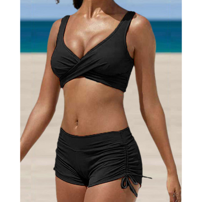 Women's Ruched Bikini Shorts Set