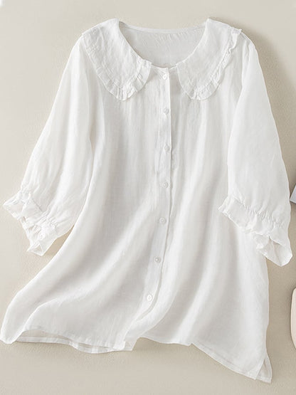 Niki | Women's Ruffle Collar Three-Quarter Sleeve Shirt