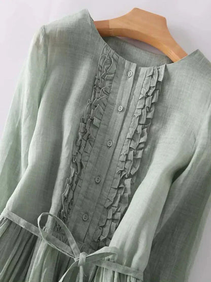 Niki | Women's Breezy Ruffle Linen Maxi Dress
