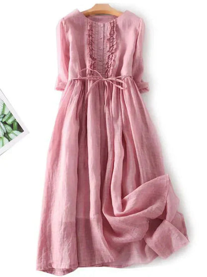 Niki | Women's Breezy Ruffle Linen Maxi Dress