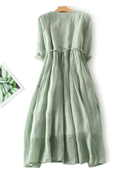 Niki | Women's Breezy Ruffle Linen Maxi Dress