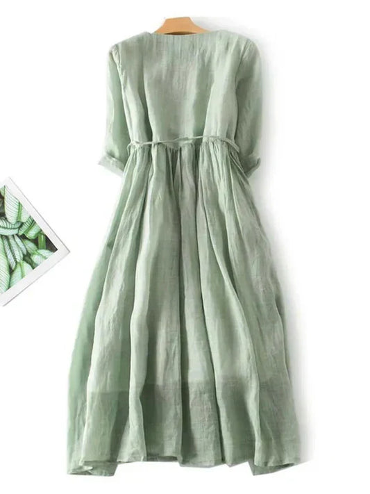 Niki | Women's Breezy Ruffle Linen Maxi Dress