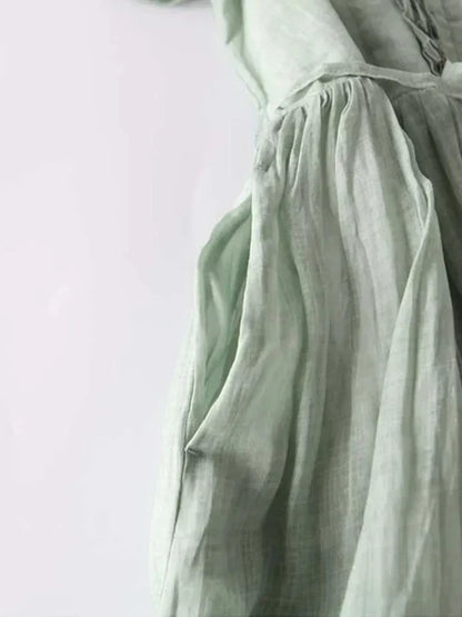 Niki | Tiered Ruffle Front Linen Maxi Dress