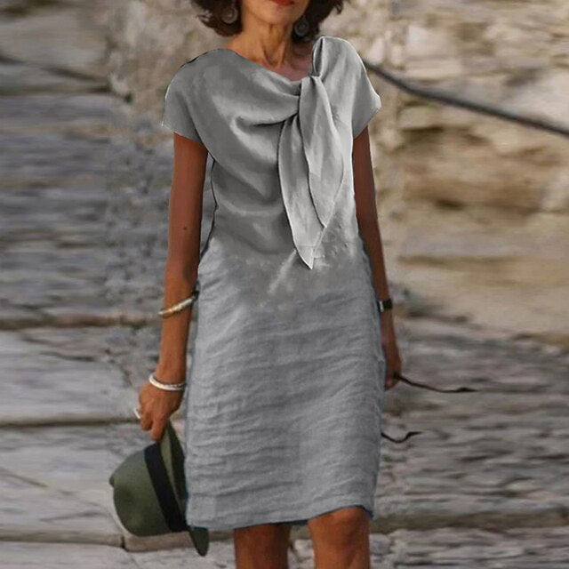Niki | Women's Elegant Bow Neck Sheath Dress