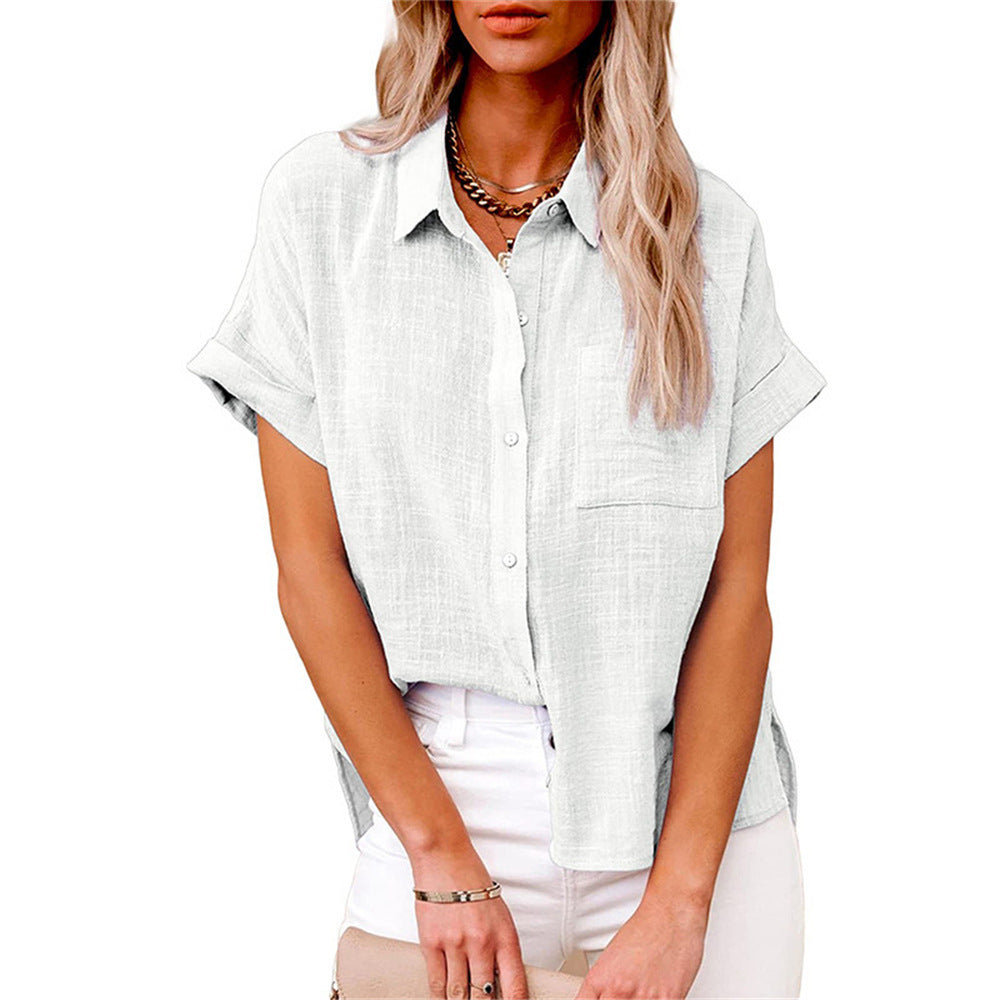 Niki | Airy Cotton Linen Blend Short Sleeve Shirt