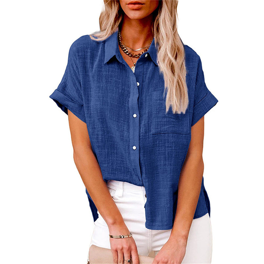 Niki | Airy Cotton Linen Blend Short Sleeve Shirt