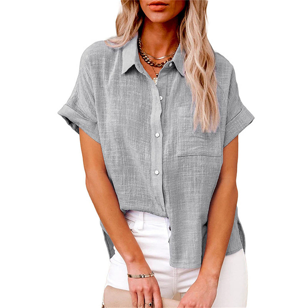 Niki | Airy Cotton Linen Blend Short Sleeve Shirt