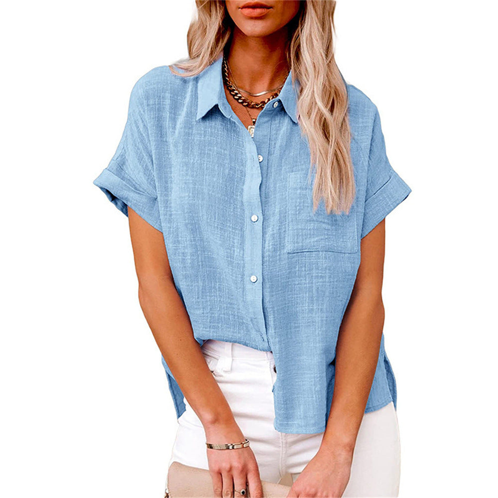 Niki | Airy Cotton Linen Blend Short Sleeve Shirt
