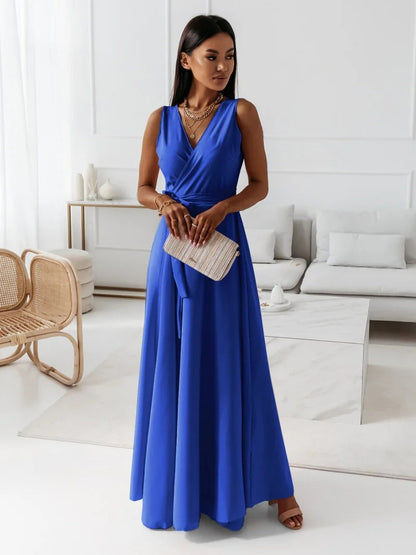 Women's Elegant V-Neck Maxi Wrap Dress