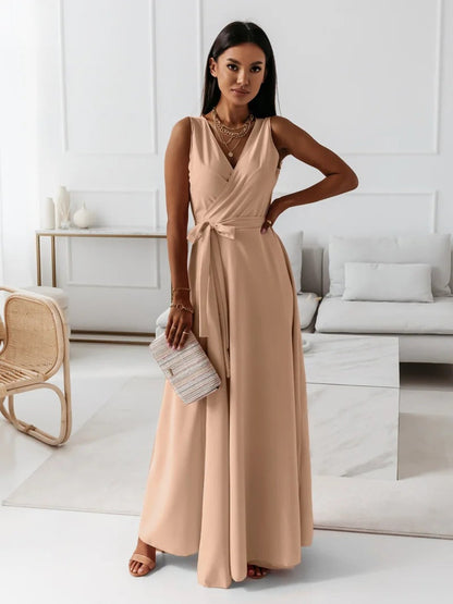 Women's Elegant V-Neck Maxi Wrap Dress