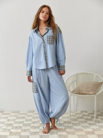 Cozy Striped & Checkered Pajama Set