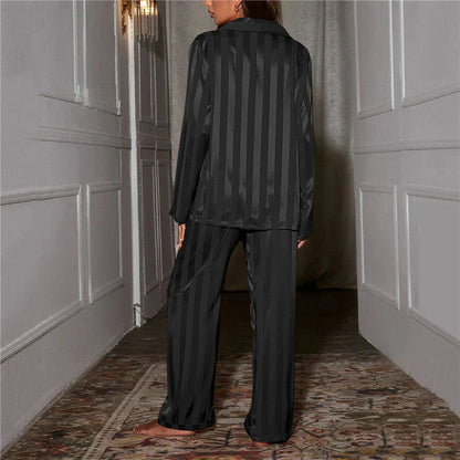 Elegant Striped Satin Pajama Set for Women